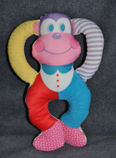 ?Doudou Singe PLAYSKOOL Multicolore Hochet Grelot Peluche 21 Cm Vintage Ancien