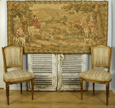 Superbe ancienne tapisserie tissée française à suspendre murale 17ème scène de chasse, Detti