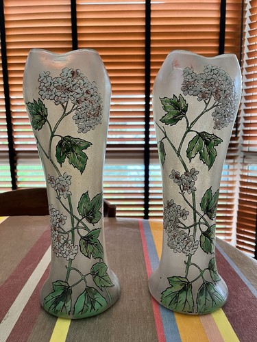 Paire vase émaillé - émaillé, décor