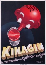 KINAGIN LE VERMOUTH ET AU QUINA ET GIN  VINTAGE APERITIVE POSTER BY EP 1948