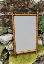 ancien miroir glace colonial en bois façon bambou style rustique / boho
