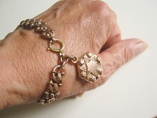 ancien bracelet 19eme plaqué or breloque antique victorian bracelet gold plated