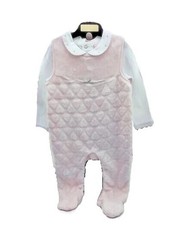 ensemble 2 pièces grenouillère polaire rose sans manche haut blanc 6-9 mois