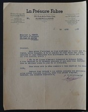 Facture AUBERVILLIERS 1933 PRESURE FABRE beurre fromage billhead illustrée 124