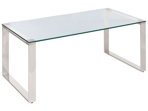 Table basse argentée verre - en,