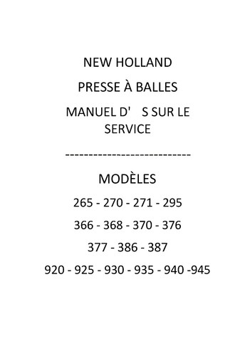 New holland 920 - 925, 935