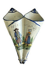 cornet bouquetière double Malicorne Sarthe Pouplard faïence