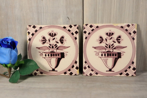 Paire carreaux anciens en - de,