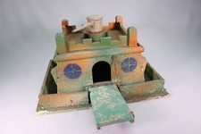 LA092 Jouet Chateau fort bois tourelle mobile passerelle 35,5x23,5x22 cm bunker