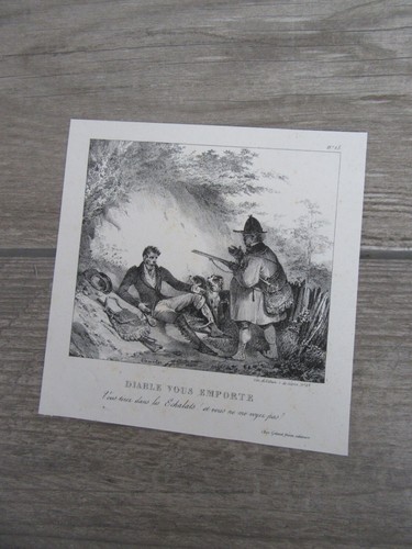 Engraving 19th century hunting - 19th,