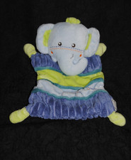 🍀Doudou Plat Eléphant Bleu