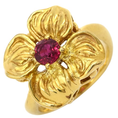 Bague kenzo motif fleur rubis - bague,