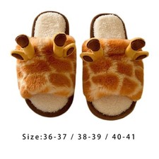 Pantoufles en peluche pour femmes, pantoufles de dessin animé girafe,