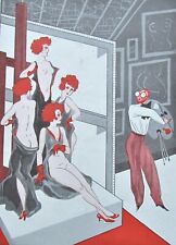 TOUCHET Original 1931 Français Vintage Art Print ARTISTE PEINT QUATRE MODÈLES NUS