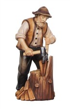 Fendeur De Bardeaux, Sculpture En Bois Pour Crèche Mod. 912