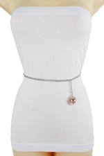 Femme Argent Métal Chaîne Étroit Ceinture Sangle Hip Taille Balle Charme Plus XL