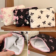 [White bow lazy storage bag portable travel cosmetic b