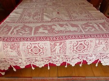 SUPERBE PANNEAU RIDEAU ANCIEN FIN XIXè ENTIEREMENT BRODE
