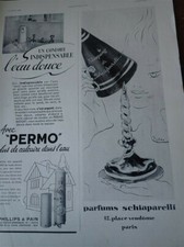 SCHIAPARELLI parfum + eau douce PERMO publicité papier ILLUSTRATION 1940 col