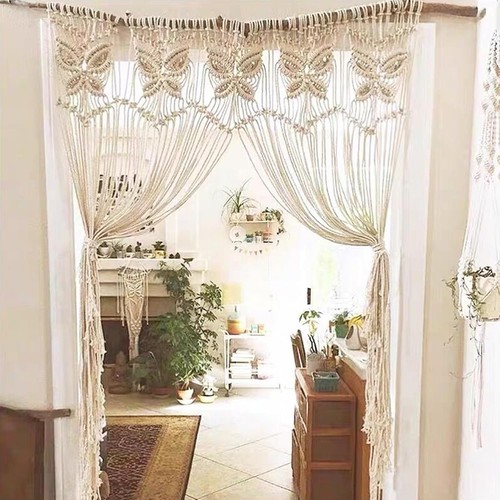 Boho doorway curtains macrame - doorway,