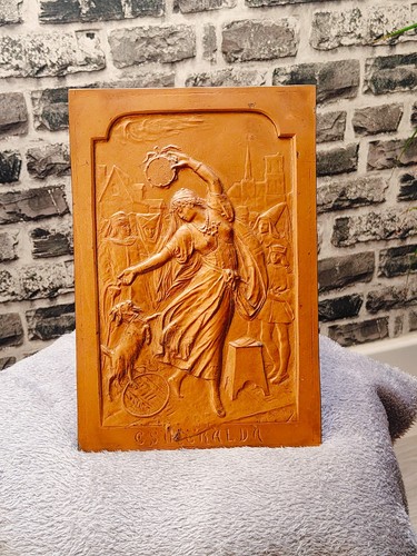 Plaque bas relief - plaque, Étain