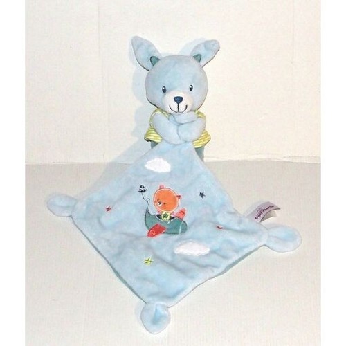 Doudou lapin bleu pommette - lapin,