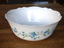 ARCOPAL  France Fleurs Veronica Myosotis Bleu Saladier Rond vintage 70s  24 cm