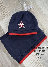 Nano nanette 0 / 6 mois bébé fille : Bonnet + Snood Rouge T 45 état neuf