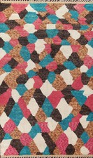 Tapis En Laine Multicolore À Motif Géométrique Marocain 7x11Pi
