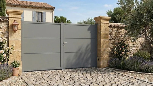 Portail coulissant acier - -, fer