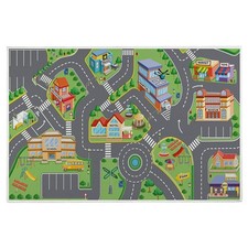 Tapis de Jeu Enfant en Velours Cristal Tapis Piste de Voiture Circuit/Plan de...