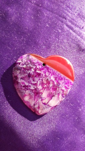Pendentif coeur agate violet - coeur,