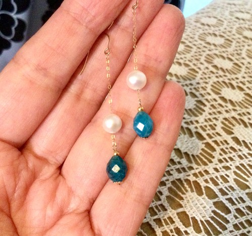 14k perle pierre bleue - 14k-perle-pierre,