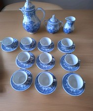 Service À Café English Faïence De Lunéville  10 Tasses Verseuse Sucrier Crémier 