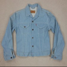 Veste Jean Vintage 90s Levi's Type 3 Femme L Bleu Lightwash Coton Boutons