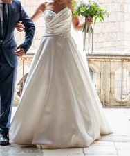 Robe de mariée bustier en Mikado Pronovias (taille 34)