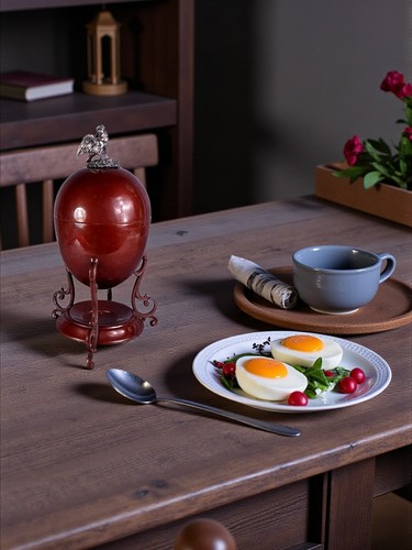 Ancien oeufrier poule - , sur