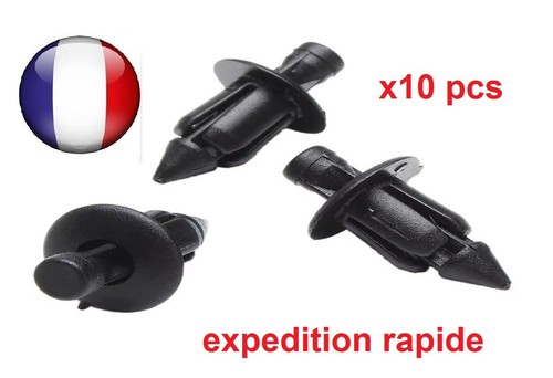 Lot clips 6mm plastique - 10,