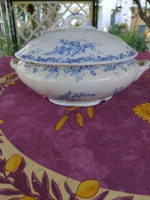 Soupière ou Légumier ancien Faience KG Lunéville Modèle Madelon Déco Floral Bleu