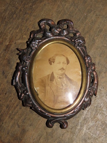 Ancien cadre porte photo ovale - ancien,