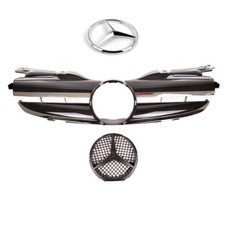 CALANDRE MERCEDES SLK R170 DE 08/1996 A 12/2003 NOIR BRILLANT ET CHROME + LOGO