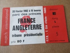 BILLET  MATCH RUGBY TOURNOI DES CINQ NATIONS FRANCE ANGLETERRE 1982 PARC PRINCES