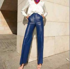 Pantalon cuir agneau bleu - d'agneau,