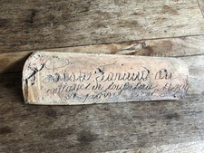 Ancienne tuile canal manuscrite, objet d'art populaire