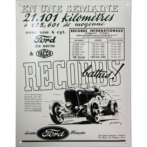 Plaque émaillée ford yacco - émaillée, :