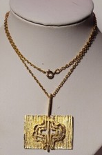 BIJOU VINTAGE COLLIER PLAQUÉ OR JAUNE CHAINE PENDENTIF # K35