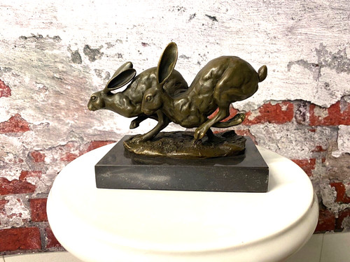 Sculpture bronze lapins - bronze,