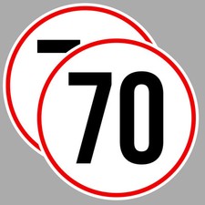 2 X VITESSE LIMITE 70 Km/h AUTO VAN REMORQUE CARAVANE 10cm STICKER VA071