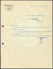 Facture 1925 Guilliet Fils & Cie à Auxerre dép 89 Yonne