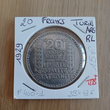 Pièce de 20 francs argent 1929 TURIN - TTB+